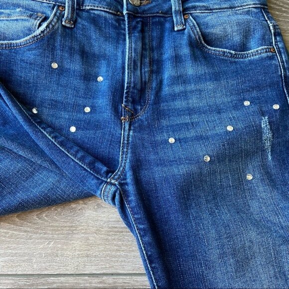 Mavi Sequins Accents Tess High Rise Super Skinny Crop Jean - Picture 4 of 12